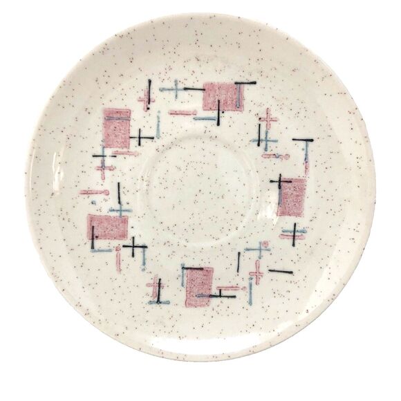 Metlox Vernon Ware Tickled Pink 6" Saucer Plates 50s Dinnerware MCM Set of 4 - Picture 4 of 12